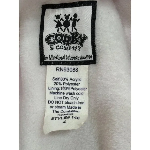 Corky & Company Girls Coat Pink Green Button-Up Jacket Argyle Faux Fur Size 4 - Picture 3 of 7